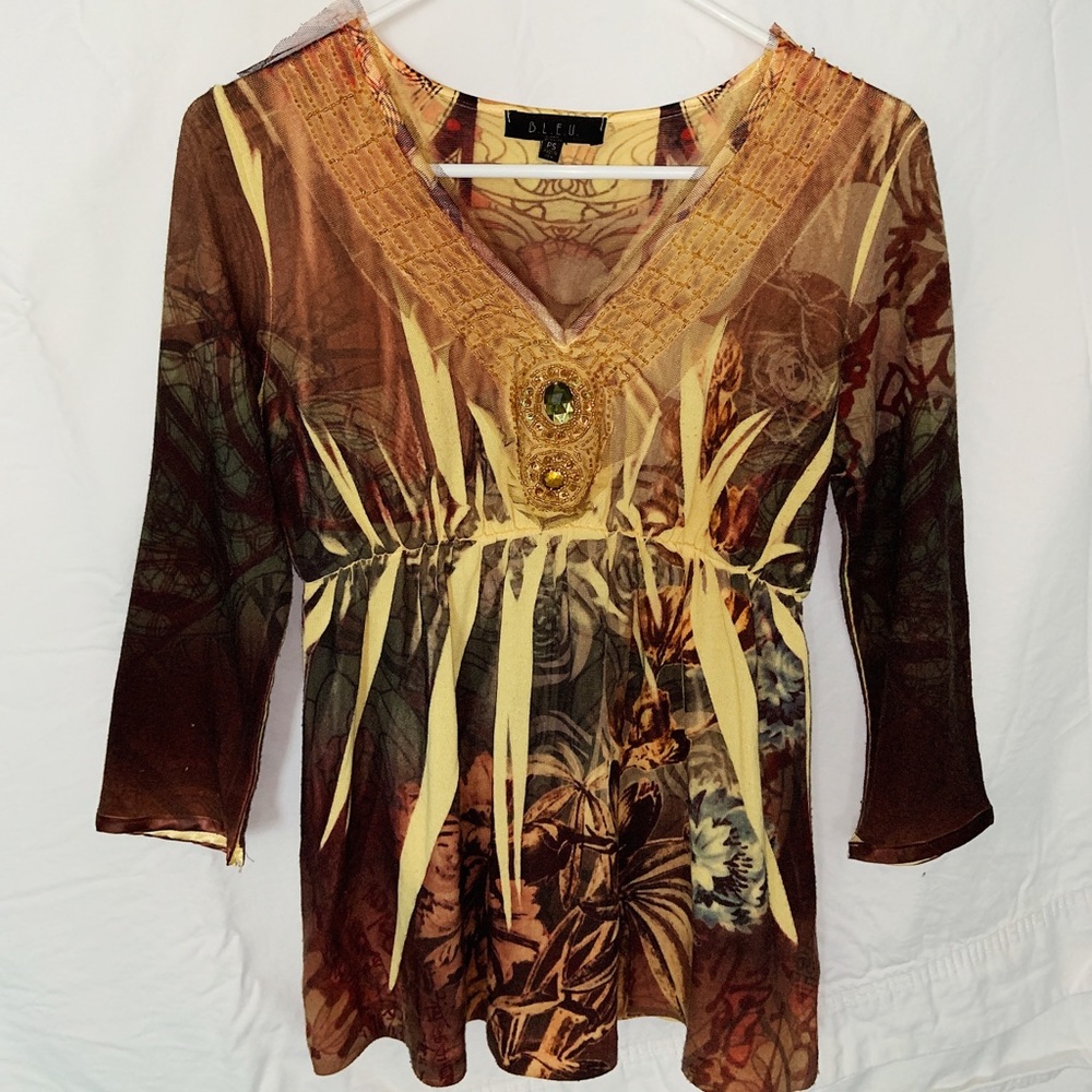 gold blouse